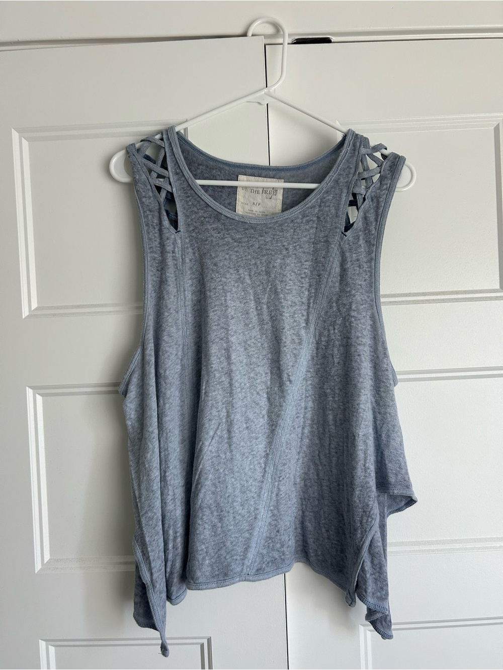 We The Free Light Blue Ladder-Shoulder Tank